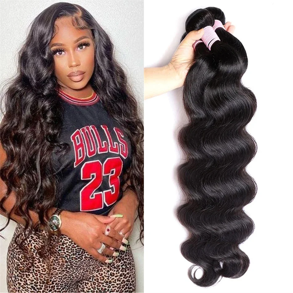 

Weft Bundles Human Hair Brazilian Weaving Natural Black 1 3 4 Bundles Deal Weave Hair 10-30 Inch Double Raw Hair Extensions