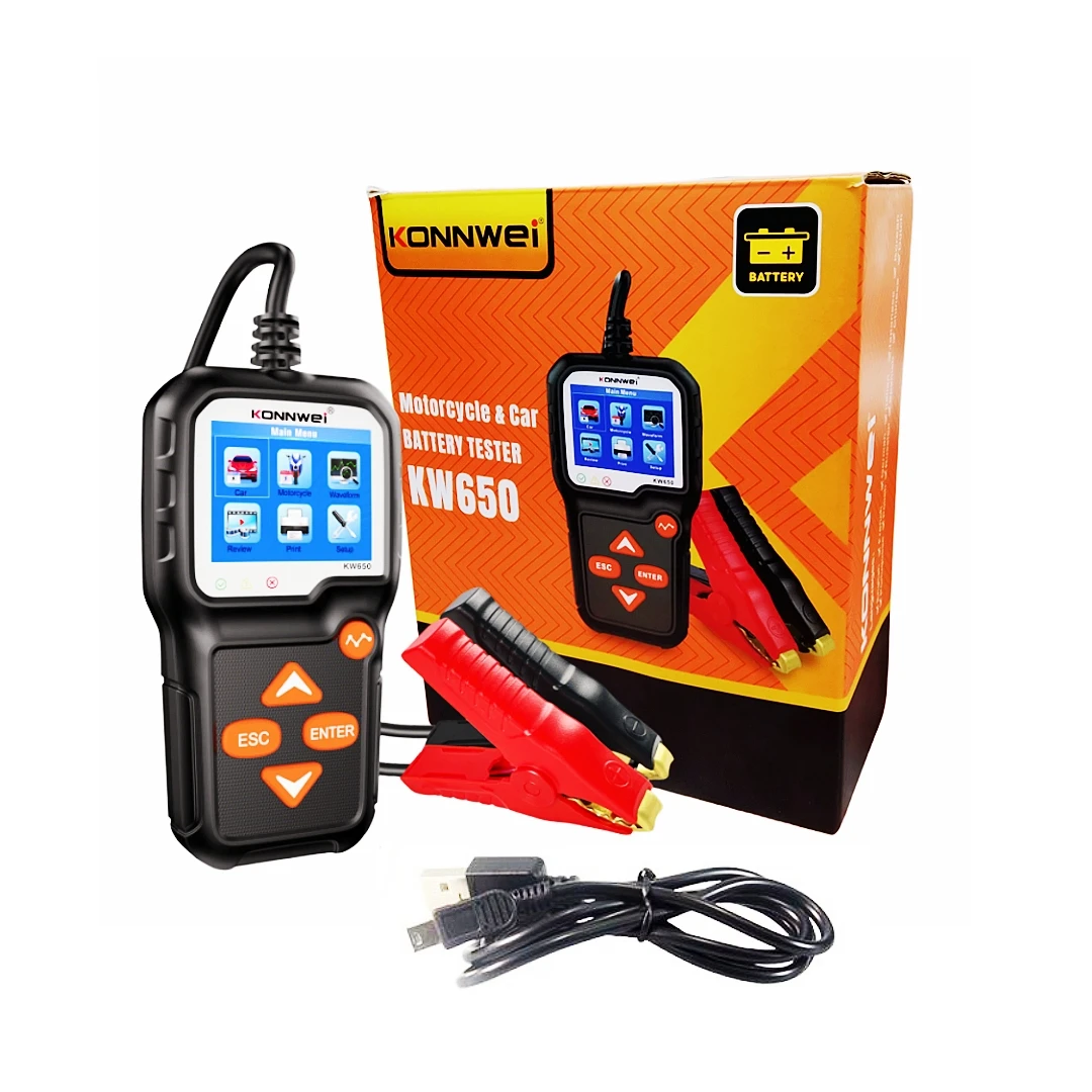 Popular KONNWEI KW650 6V 12V 5-220AH Color Screen Smart Battery Tester For Car Motorcycle Truck