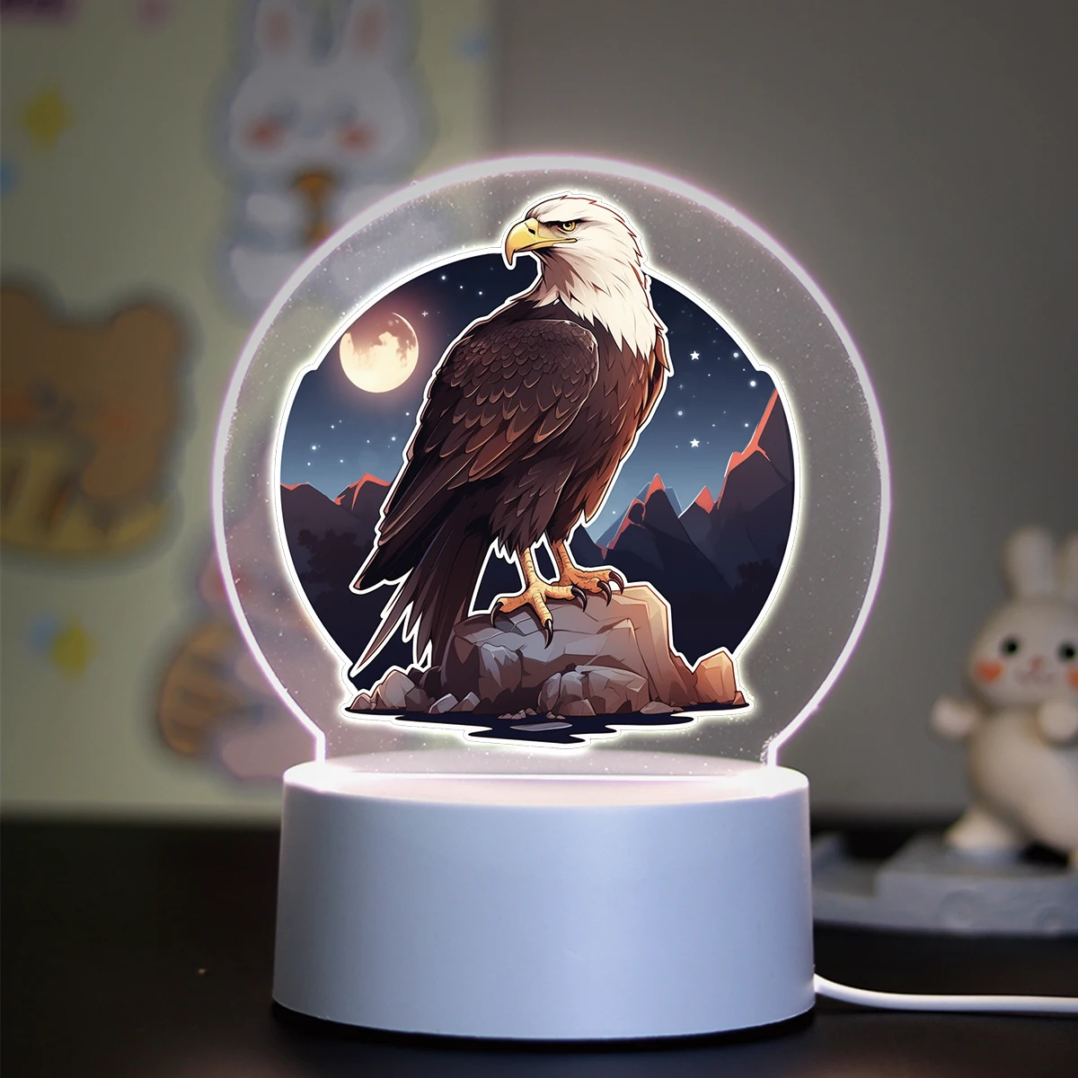 Hot Kawaii Animal Wolf Deer Horse Arcylic LED Night Light Kids Children's Holiday Birthday Gift Home Bedroom Living Room Decor