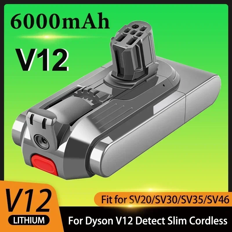 Newest Battery for For Dyson V12 Detect Slim Cordless Compatible Models SV20, SV30, SV35, SV46 Vacuum Cleaner 25.2V 6000mAh