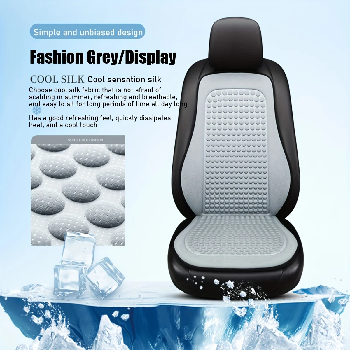 Cooling Silk Comfort Seat Cushion - Massaging, Summer-Breathable, Universal No-Tie Fit - Luxury for Driver & Passenger