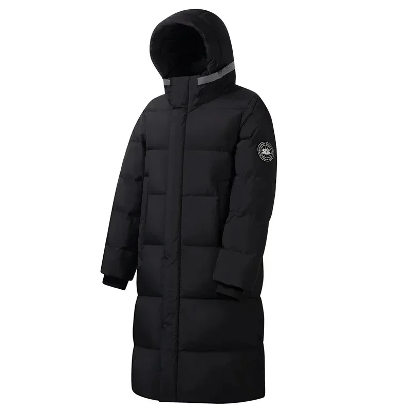 معطف شتوي دافئ بقلنسوة سترة طويلة مبطنة مع 90% بطة بيضاء أسفل في الهواء الطلق كرة الثلج القتال يندبروف معطف مقاوم للماء