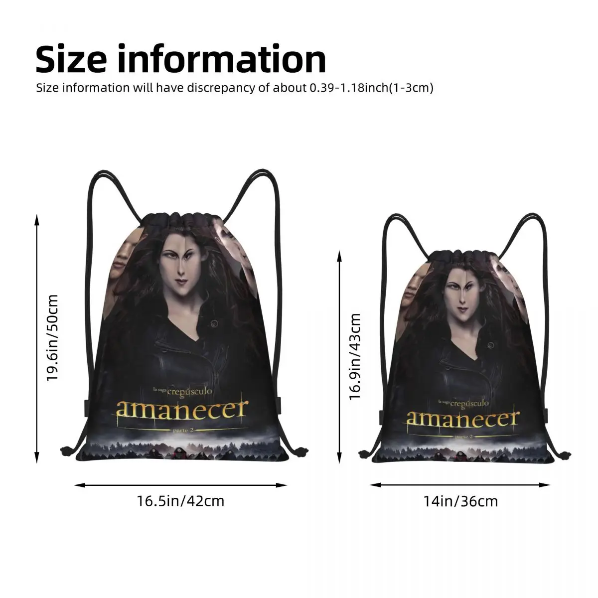 The Twilight Saga Vampire Bag Drawstring Backpack Sports Gym Sackpack Edward Bella Jacob Black String Bag for Cycling