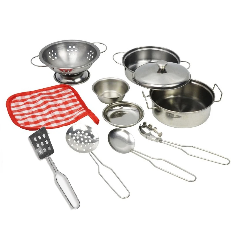 Roestvrijstalen keukenspeelgoed Kookgerei Set voor interactief leren Rollenspel Educatief speelgoed