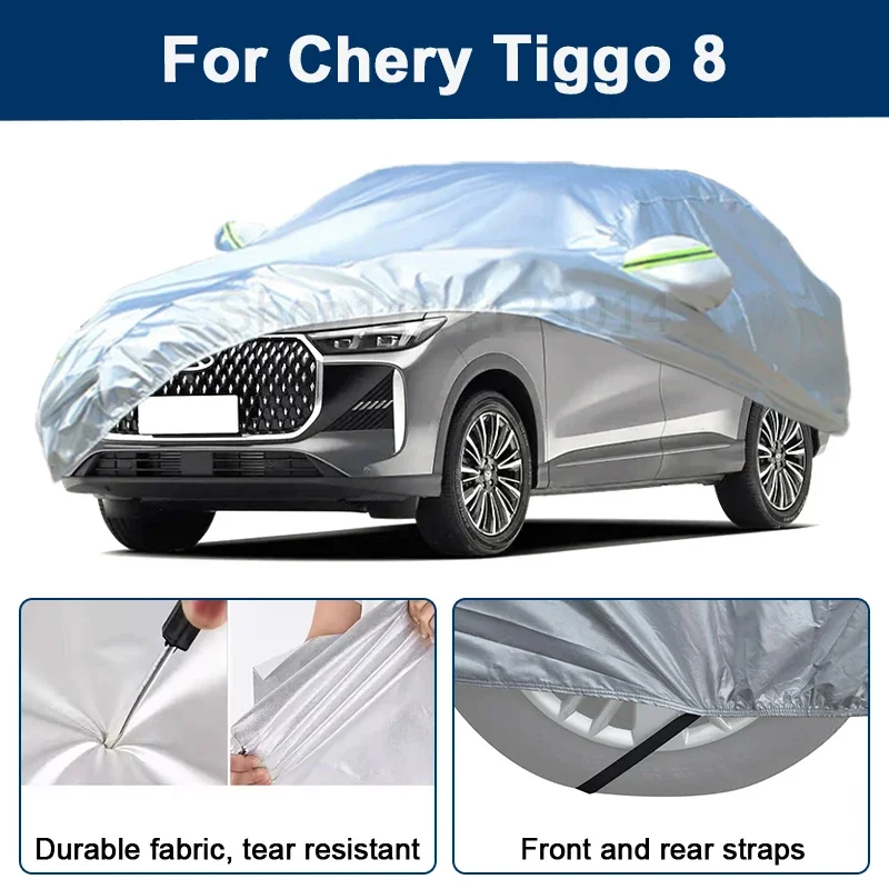

Outdoor Full Car Cover For Chery Tiggo 8 with Reflective Strips Waterproof Snowproof Dustproof UV Protection Auto Accessory