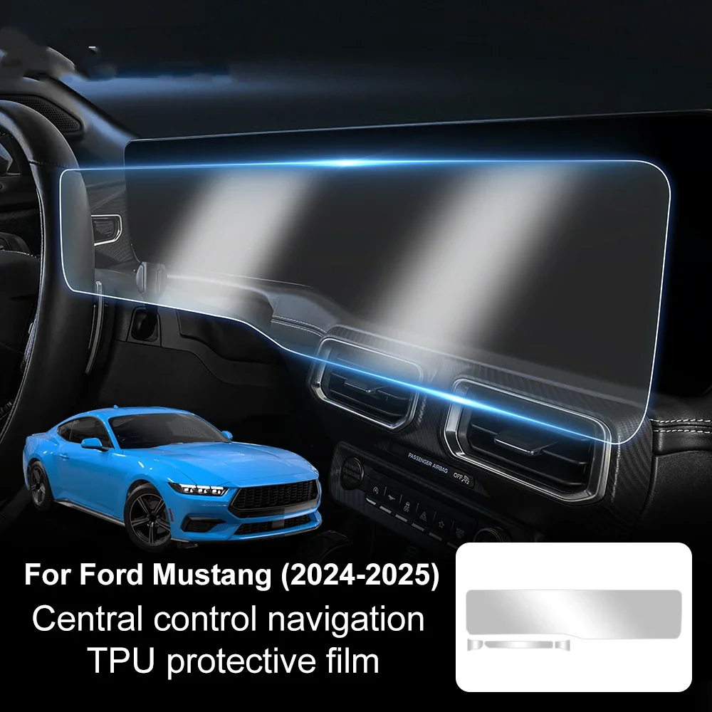 TPU para Ford Mustang 2024 2025, película protectora de pantalla de navegación de Control Central, pegatina Interior, accesorios de decoración antiarañazos