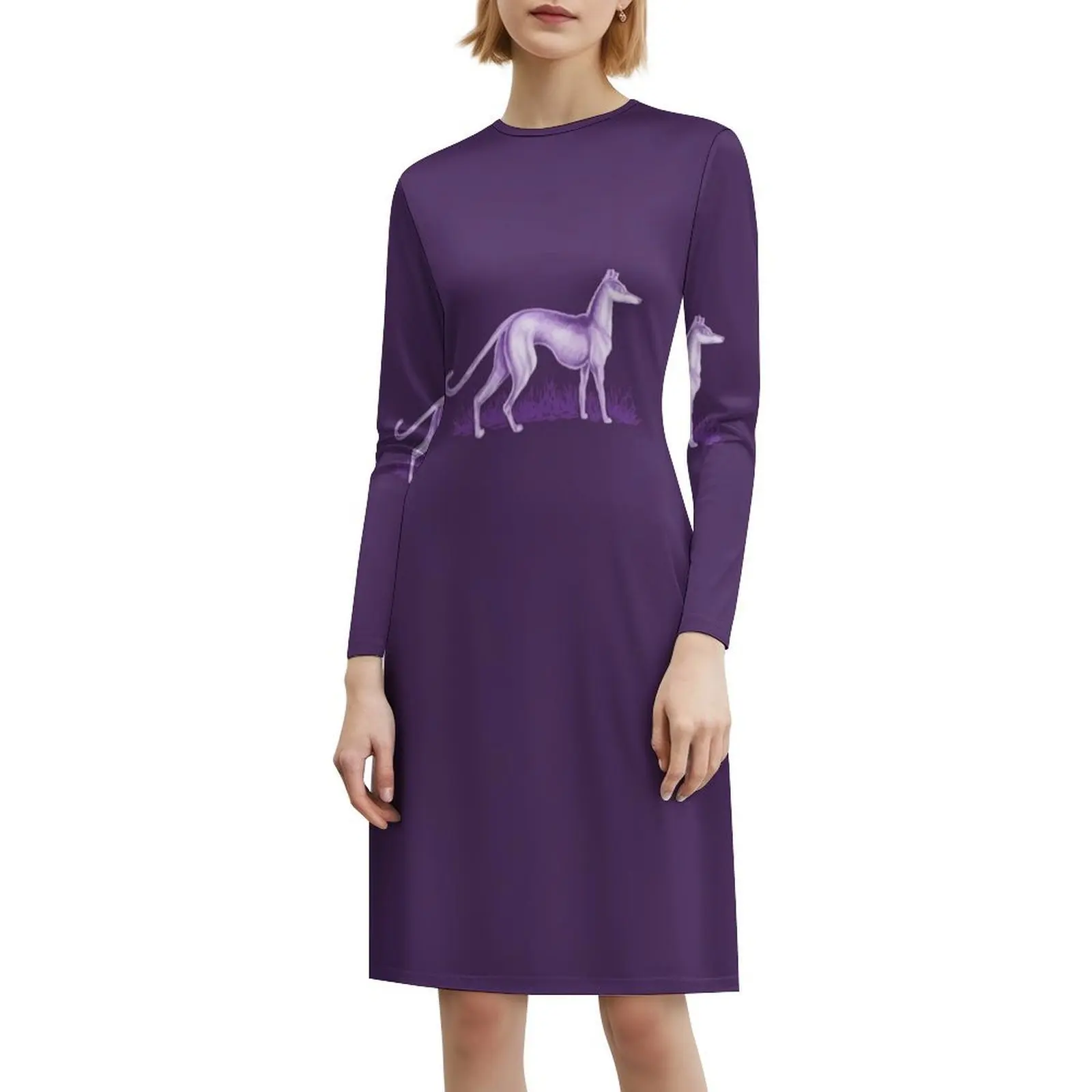 الأرجواني الوبت البوهيمي فستان بلا أكمام متعدد طباعة شاطئ عطلة فستان الحفلات سام وينشستر الوبت الأرجواني الكلب الكلب امرأة #6