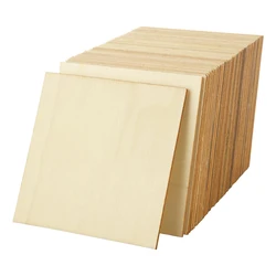 50pcs/lot 8/10/12cm Natural Smooth Unfinished Wood Squares, Blank Wooden Square Board for DIY Crafts, Engraving and Carving