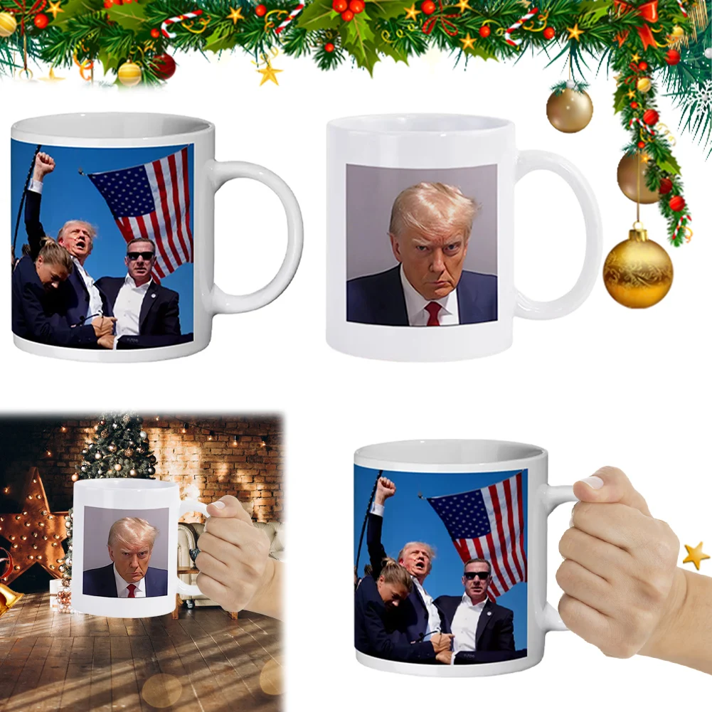 Donald Trump 2024 Campaign Mugs Ceramic Mug with Handle Ceramic Coffee Tea Mug Christmas Drinkware Creative Gift for Adult Kids