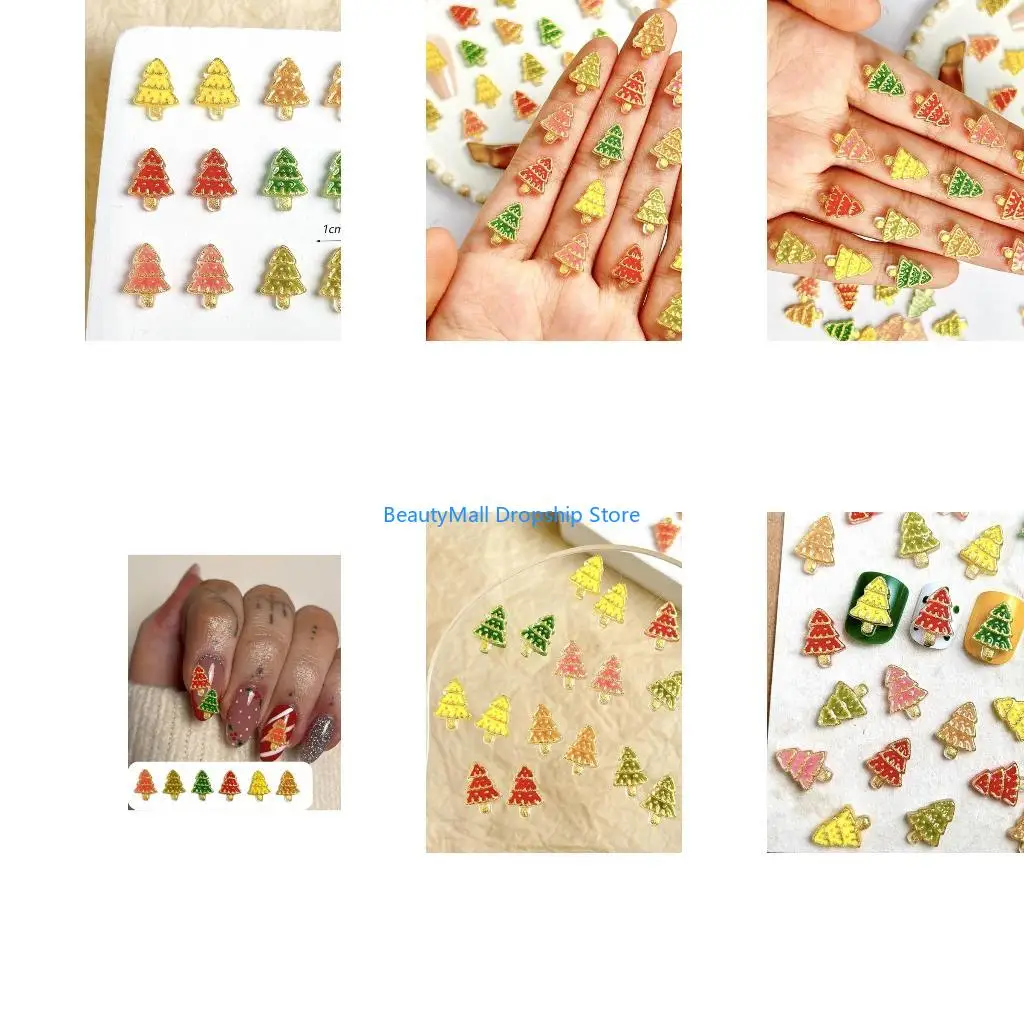 40JD DIY Christmas Tree Charms Decorations for Nails Crafting Earrings