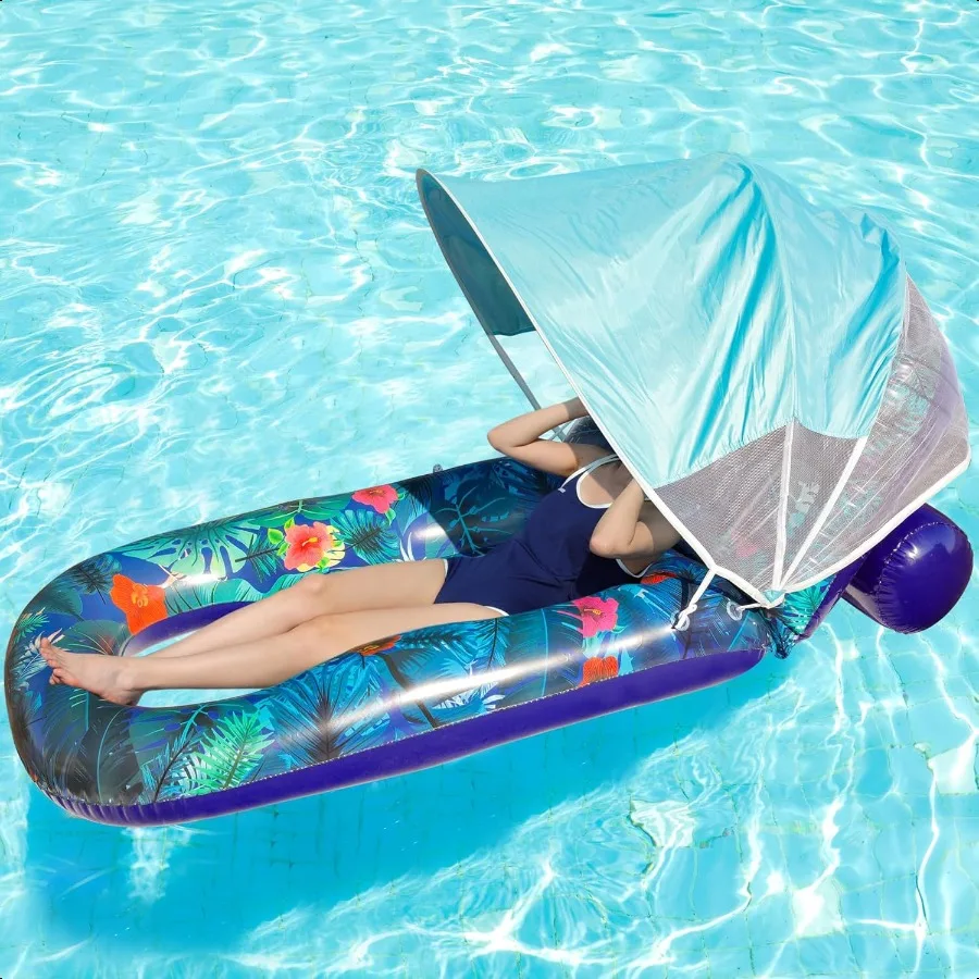 

Pool Floats with Canopy Adults Extra Large Pool Float Lounger with Adjustable Backrest Sun Shade Ultra Comfort Heavy Duty Iatab