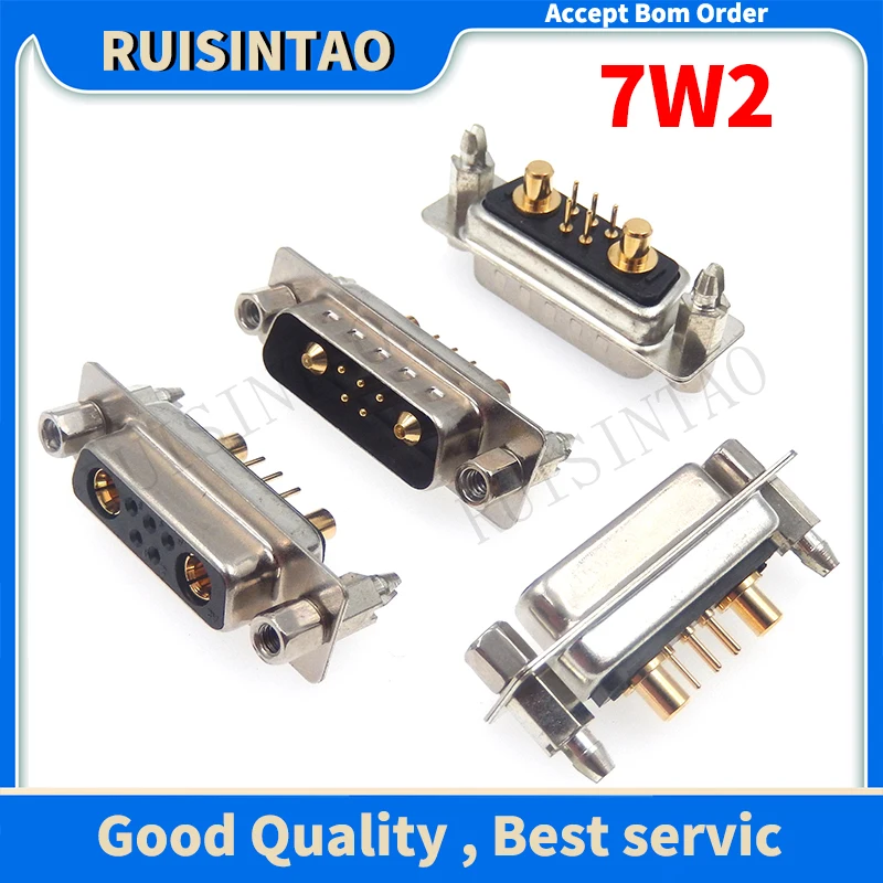1PCS 7W2 Gold Plated High Power Current Male/Female Connector 10A20A30A40A D-SUB Adapter Harpoon Solder Type 5+2 Plug Jack