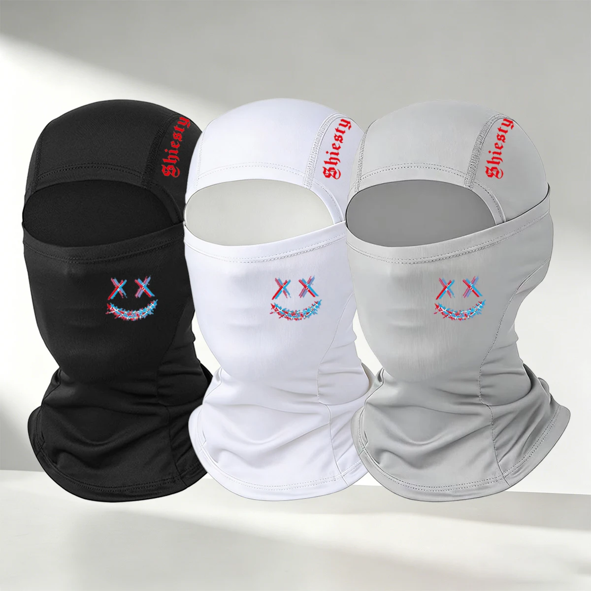 [SHIESTY Balaclava Hat] - Breathable Ice Silk Design And Grimace Print Design, Suitable For Outdoor Sports, Headgear, Ski Masks