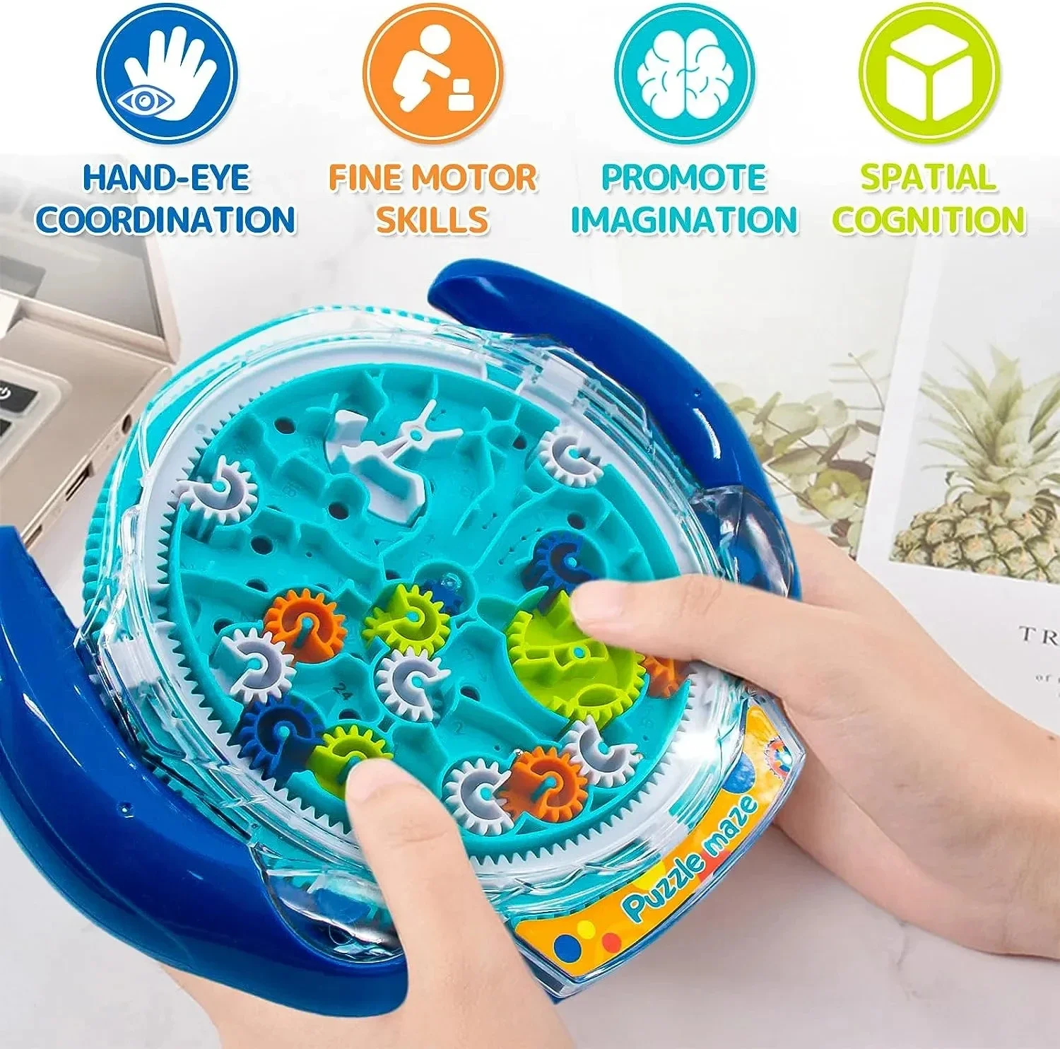 Creative 3D Puzzle Handheld Rolling Ball Gear Maze Game Gear Labyrinth Disk Gear Balance Ball IQ Puzzle Kids Educational Toys