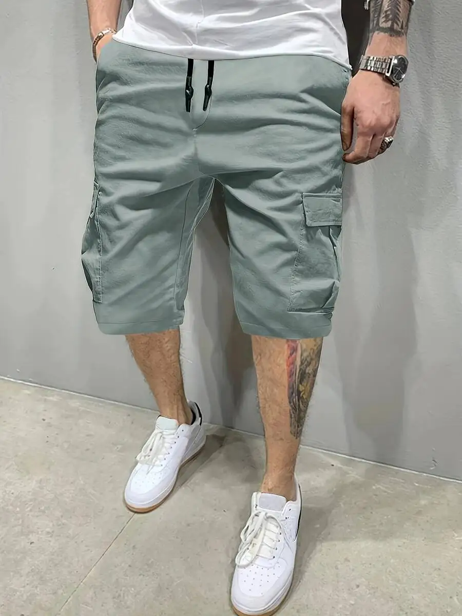 

Mens Casual Cargo Shorts With Drawstring Waist Multi Pocket Outdoor Summer Beach Shorts