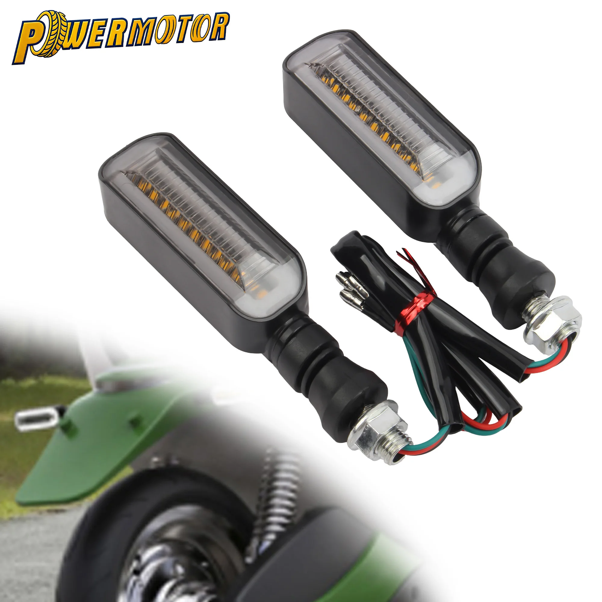

1 Pair Motorcycle Turn Signal Amber Flowing Light 12V LED M10 Front Rear Indicators Lamp Dirt Bike Scooter Universal Modified