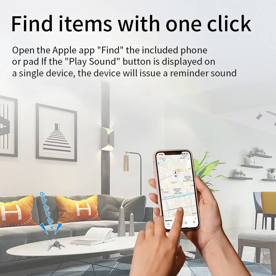 Smart Tag Bluetooth GPS Tracker Work with Apple Find My APP Anti Lost Reminder Device MFI Rated Locator Car Key Pet Kids Finder