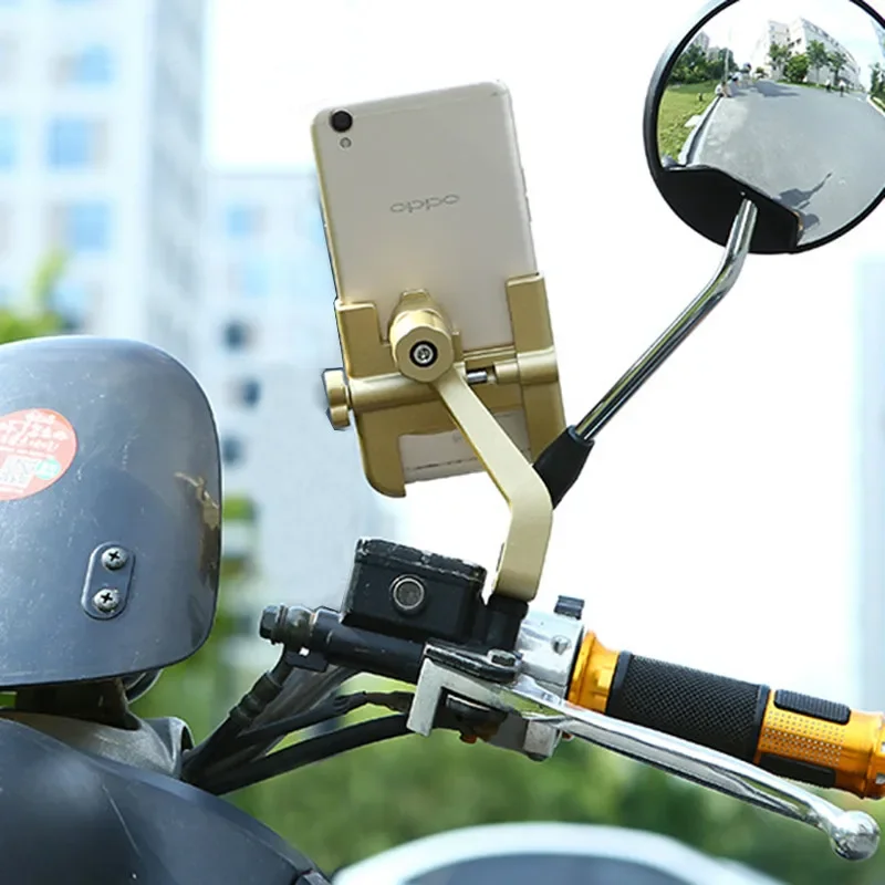 High Quality Sturdy Aluminum Alloy Rearview Mirror Motorcycle Phone Holder Moto Motorbike Bracket Stand Support for iPhone11 GPS