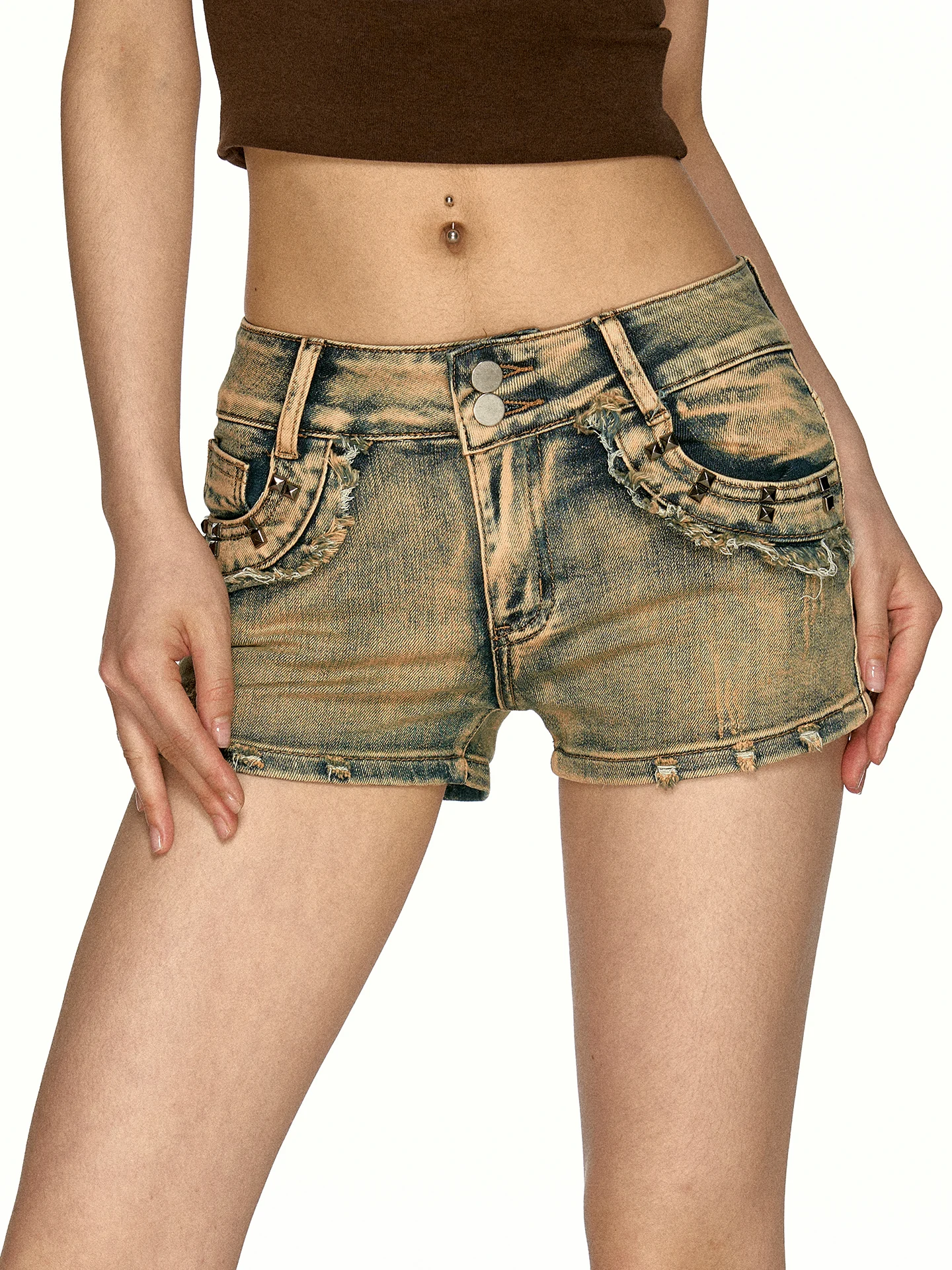 Aaisup American Retro Hot Girl Denim Shorts Women's Summer New High Waist Slimming Versatile Super Short Hot Pants