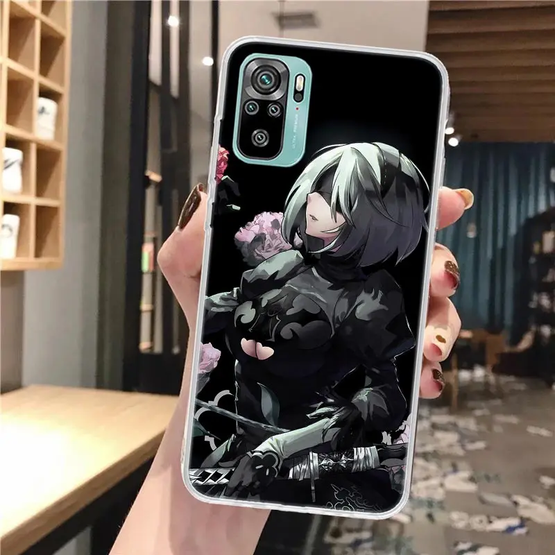 2B Nier Automata Anime Soft Phone Case For Xiaomi Redmi Note 12 12S 13 11 11S 10 Pro 10S 11T 9 9S 8T 8 11E Plus 7 Pattern Cover