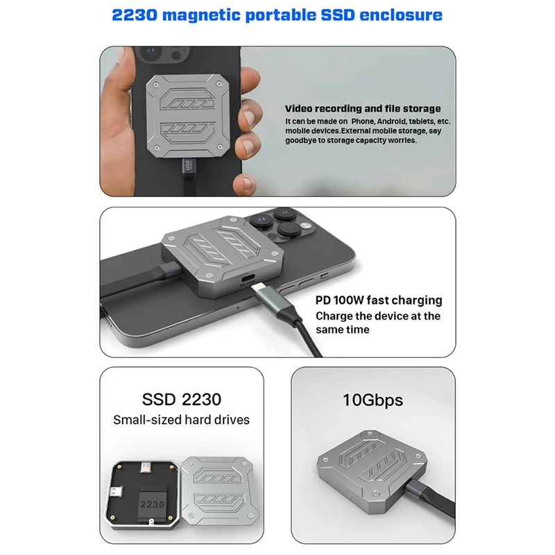 SB-Magnetische Mini 2230 M.2 SSD Case Nvme Behuizing 10Gbps M.2 Naar USB Type C Externe Adapter voor Pcie SSD