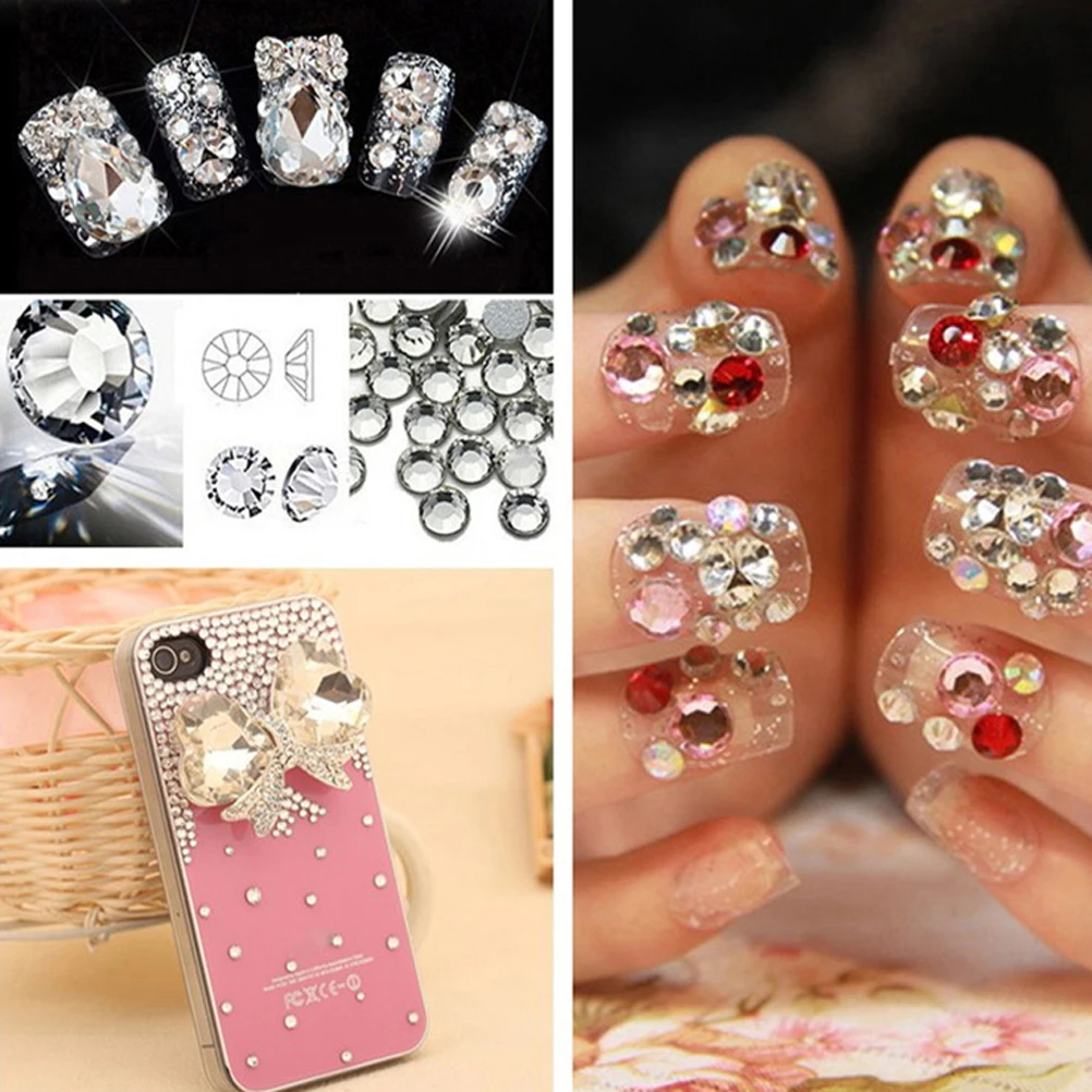 

1440 Pcs Nail Rhinestones Embedded Clear Art Round Accessories Decoration Tool