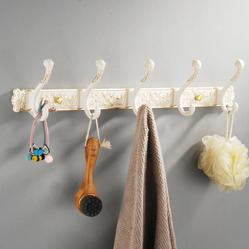 White Gold Carved Towel Hooks Wall Mounted Aluminum Robe Hooks,Brief Clothes Hook,Towel Holder,Bathroom hook