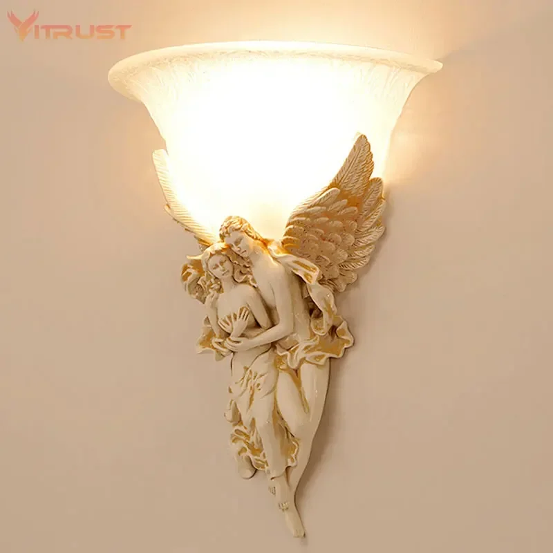 European creative retro wall lamp, angel bracket lamp TV background wall, bedroom corridor decorative lamp, lighting fixture