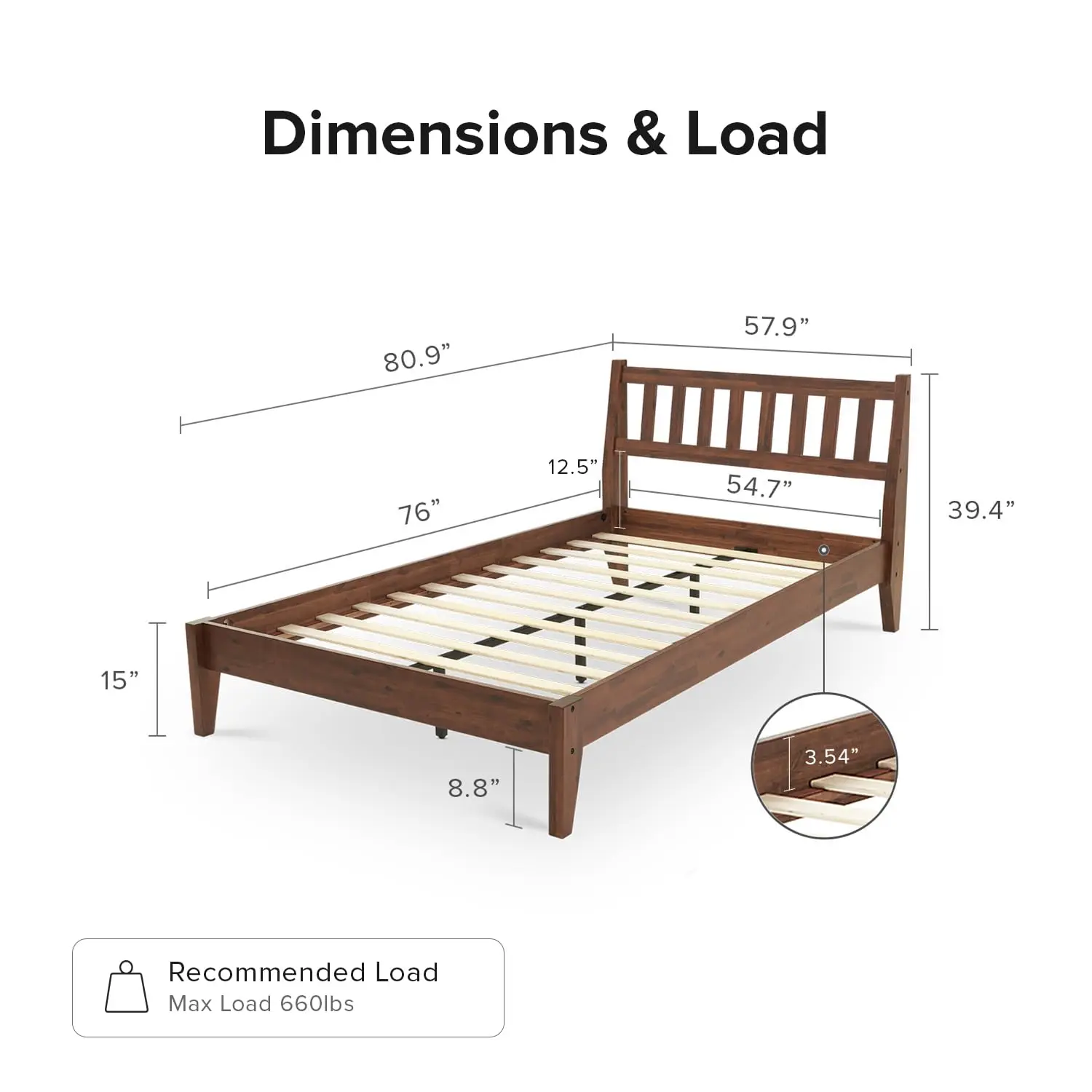i*-Mid Century Wood Platform Bed Frame with Headboard Slats Metal Support No Box Spring Full Customized