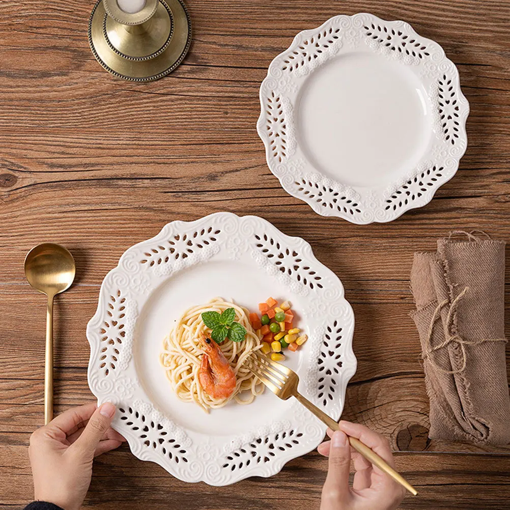 

1Pcs Creative Ceramic Household Plate Strong and for Dinner Parties Snacks Cakes Fruit White Ceramic Plate