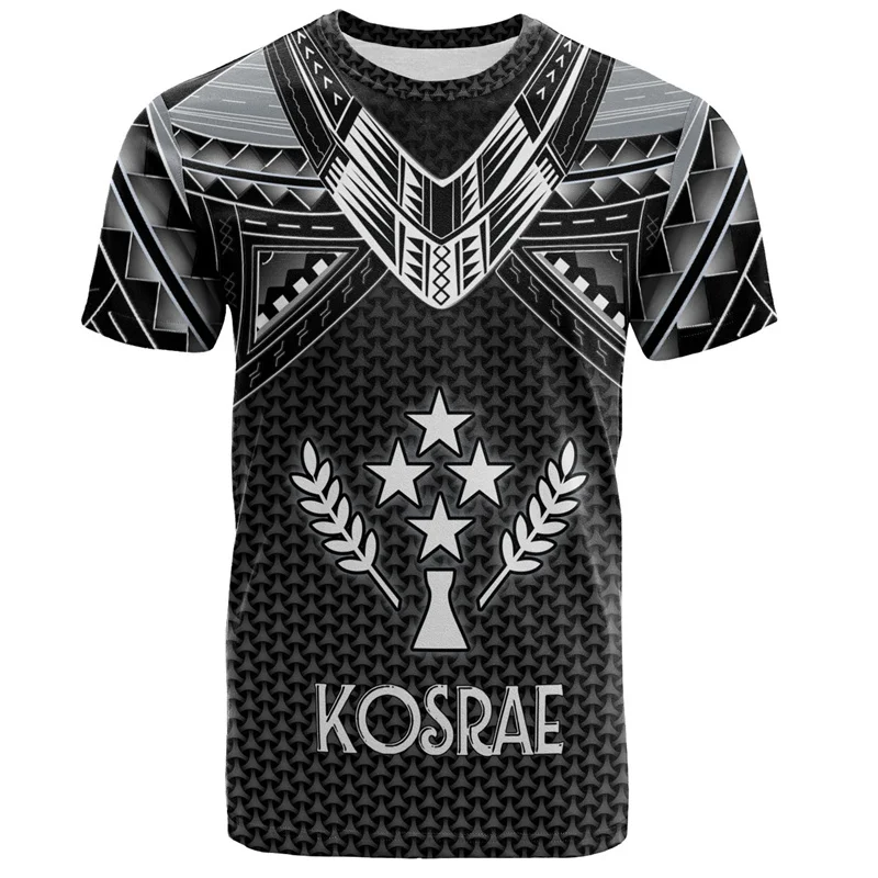 Hawaiian Kosrae 3D Printed T Shirt Men Summer Round Neck Short Sleeves Casual Tops Oversized Tees Streetwear Polynesian T-shirt