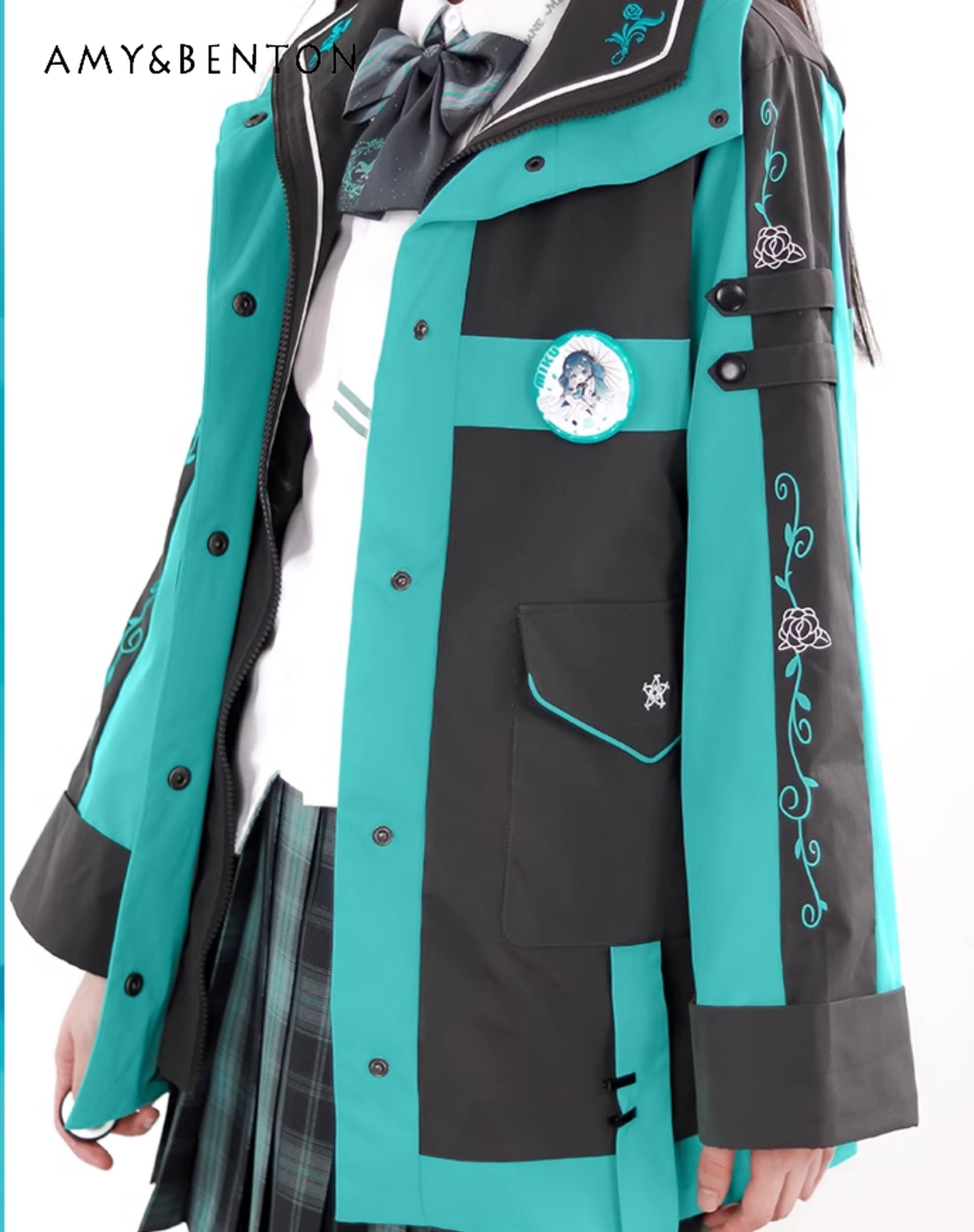 Giacche Anime Kawaii giapponesi primavera autunno Sweet Street Patchwork Subculture giacca oversize stile College Goth Coat donna