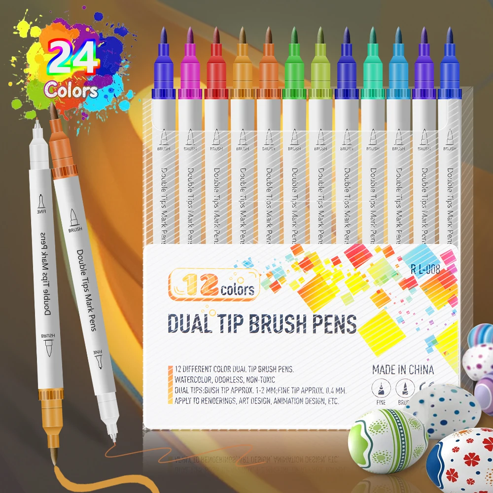 

12/24 Colors Art Markers Waterproof Quick-Drying For DIY Painting on Stone Wood Paper Back to School Gift Art Stationery