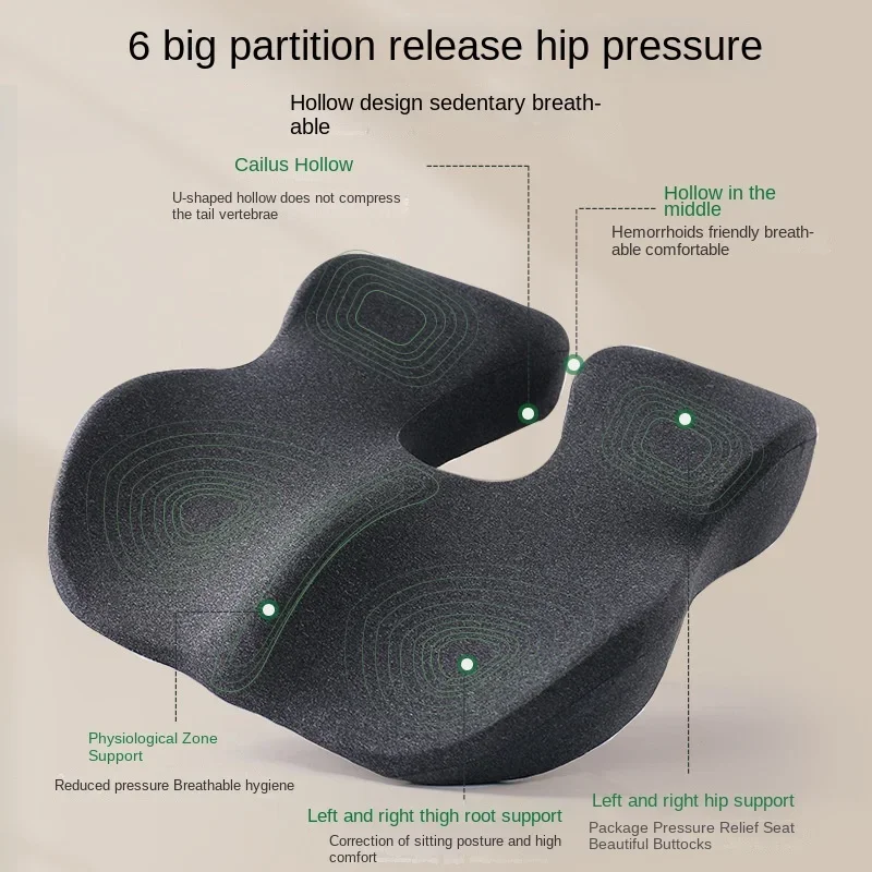 Thickened Memory Foam Cushion for Office Chair, Breathable Seat Pad to Relieve Back Pain and Hemorrhoids Office Sitting Artifact