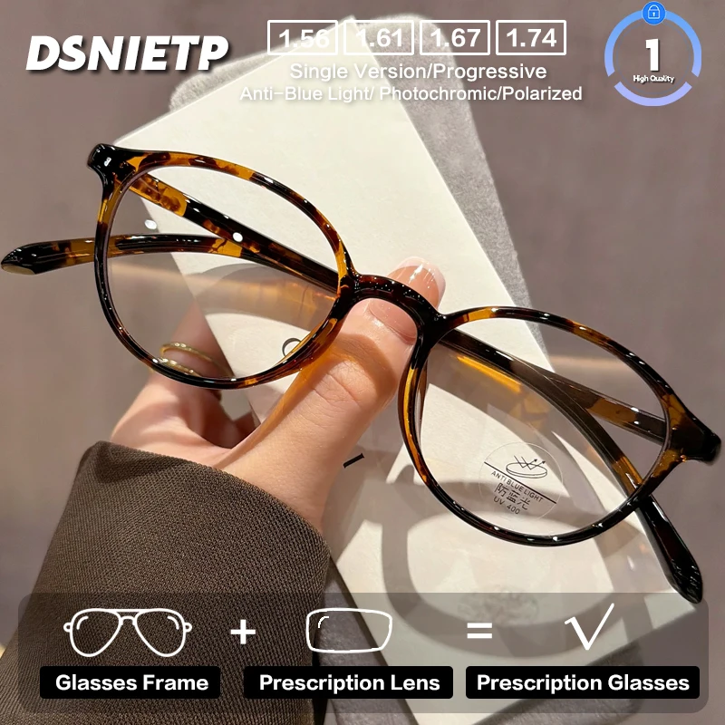 

DSNIETP модные очки по рецепту женские круглые роскошные прогрессивные фотохромные очки для чтения с защитой от синего света очки для близорукости
