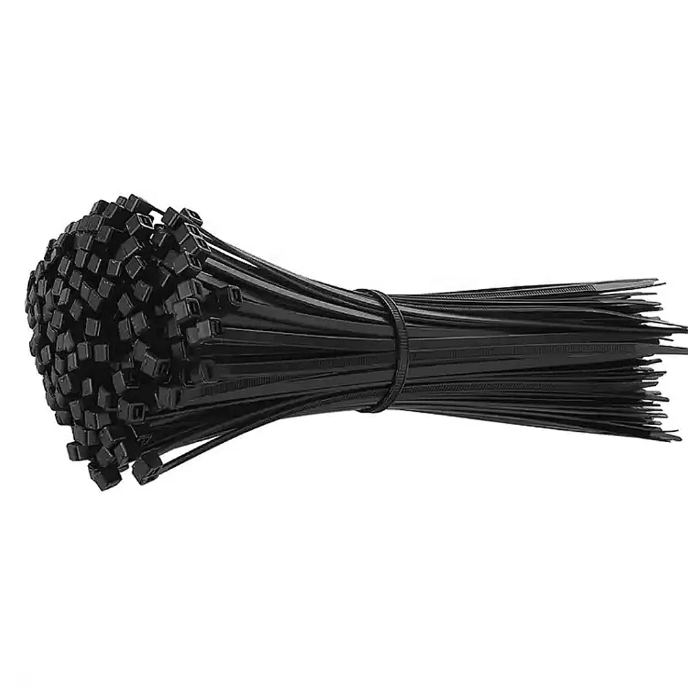 1000pcs 3x200 Self-locking Plastic Fixing Ring Nylon Wire Cable Zip Ties Cable Ties Fasten Loop Cable (Black)