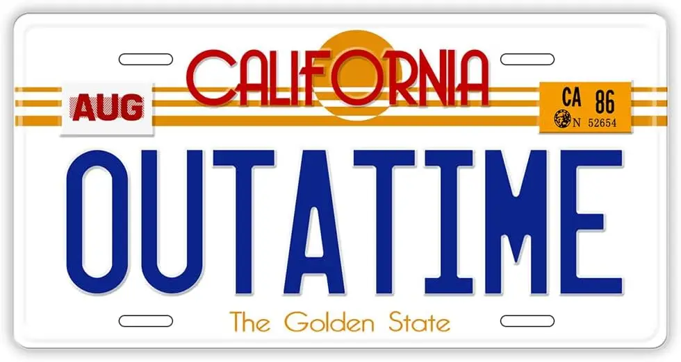 Back to The Future Replica Stamped Aluminum License Plate | Outatime | Novelty Car Tag 12x6 Inch