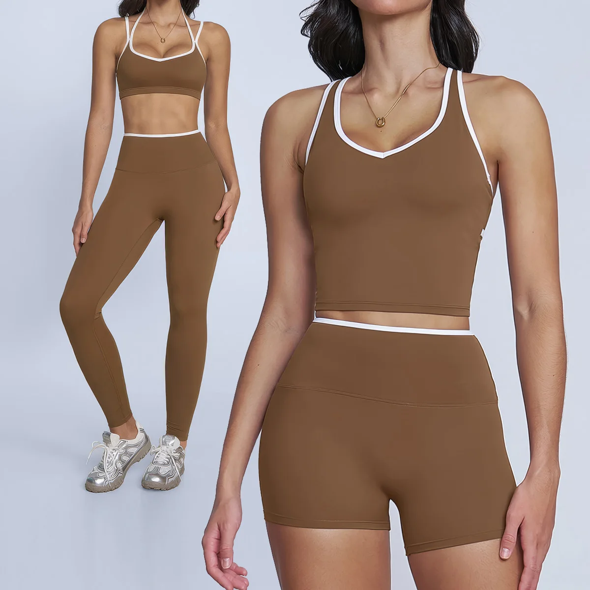 Yoga Set 2PCS Nude Feeling Workout Sets Women Tracksuit Gym Push Up Fitness Running Workout Sportwear Sport Bra Leggings Suit