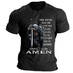 Vintage T-Shirt Men'S 3D Knight Print T Shirt Summer Street Hip Hop Oversized Short Sleeve Tops Tees Shirt Man Clothing Camiseta