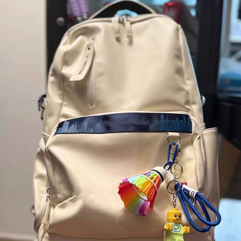 Cute Rainbow Badminton Shuttlecock Keychain Colorful Braided Rope Plastic Bag Charm Stress Relief Present For Women Sports Team