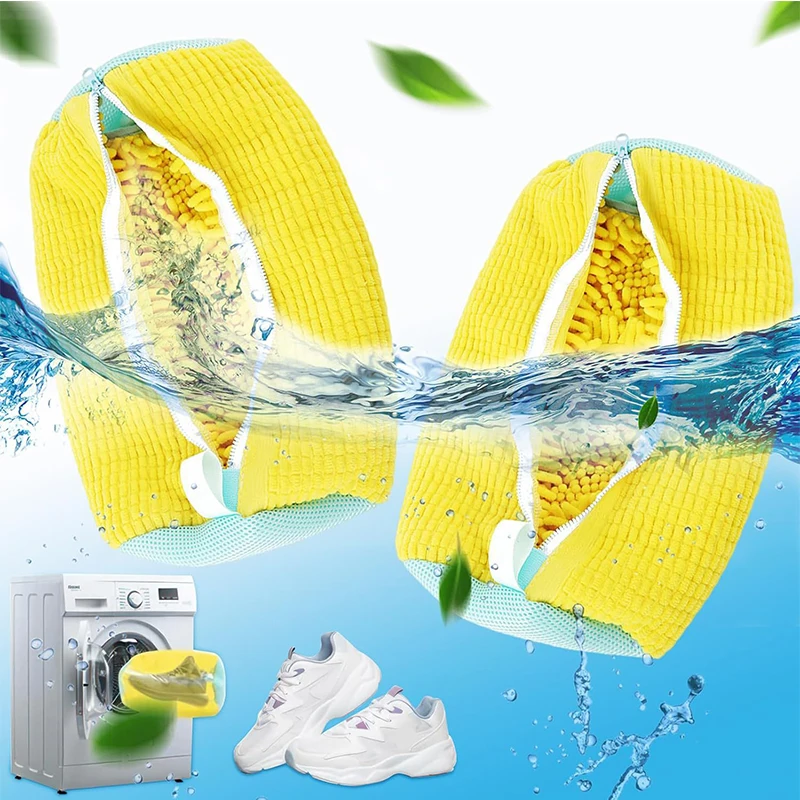 Nova Bolsa Durável para Lavagem de Sapatos para Todos os Tipos de Calçados - Amarela, Ideal para Tênis e Sapatos Casuais, Bolsa de Lavagem para Lavanderia