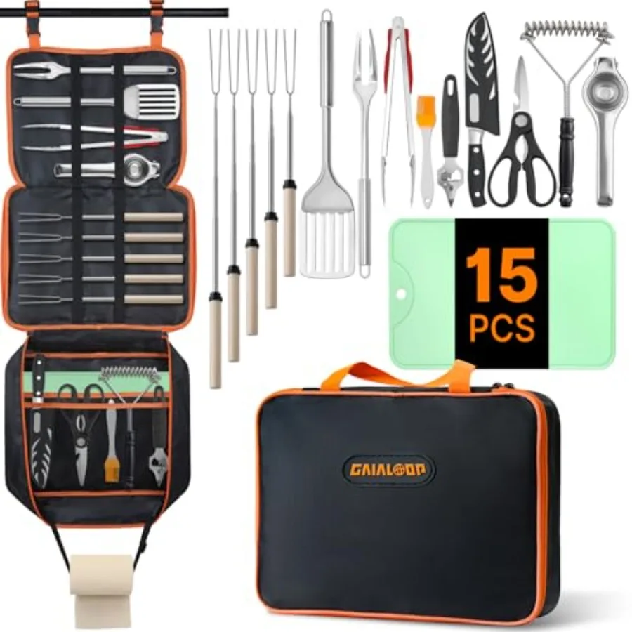 

Портативный набор походной посуды для кемпинга с сумкой-органайзером, комплект для кухни на природе, набор кухонных принадлежностей для путешествий и автодомов