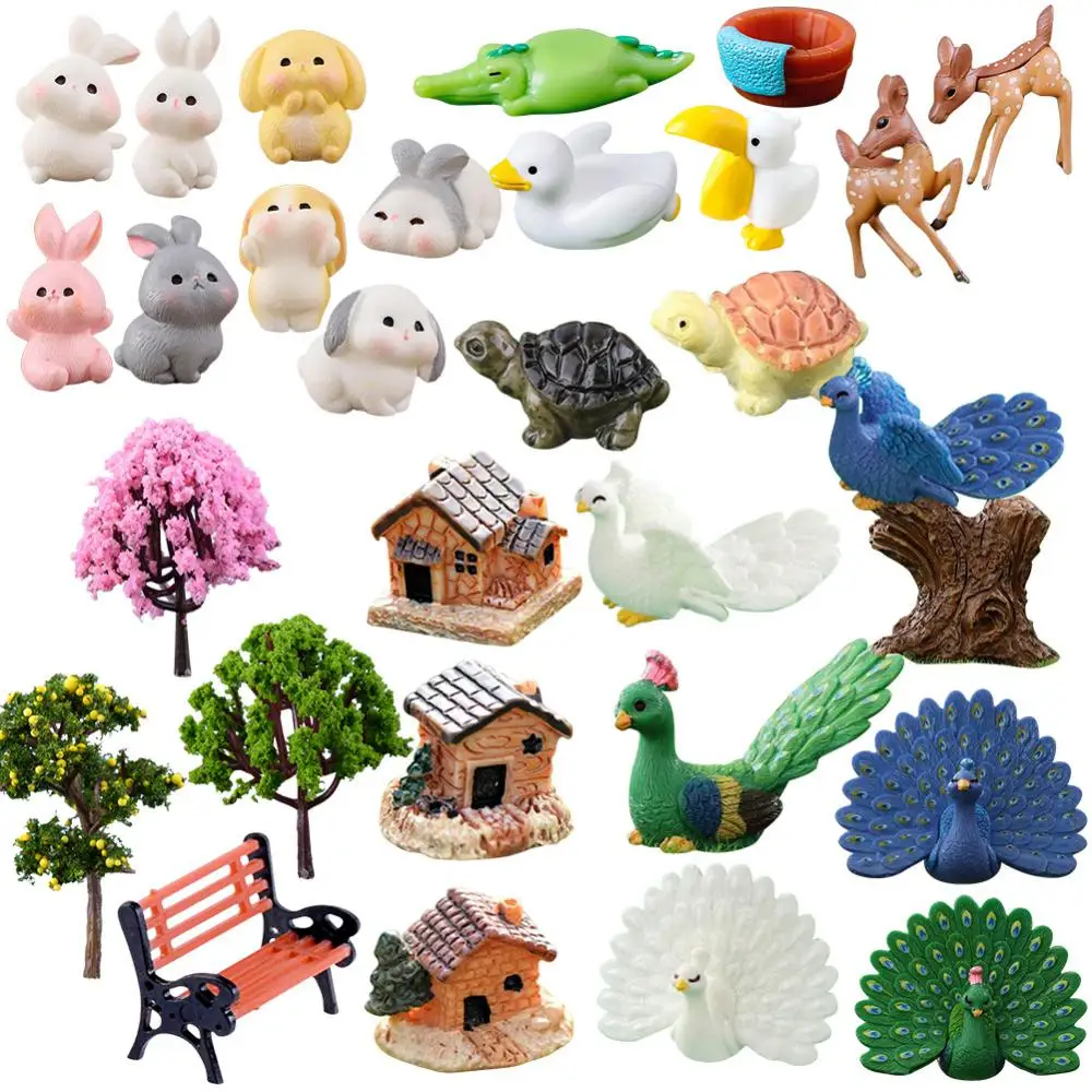 60 Models Creative Micro Landscape Miniatures Decor Crafts Desktop Ornaments Gardening Landscaping Figurines Artificial Decor