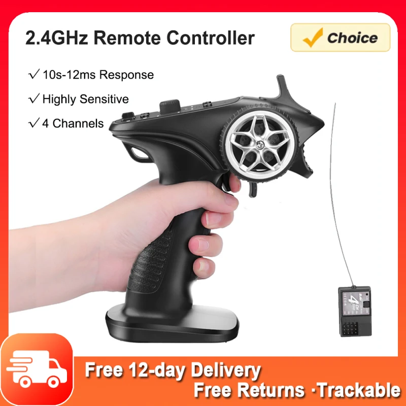 GA-4H-TX 4CH 2.4GHz Remote Controller Digital Radio Transmitter w/ Receiver for 1/8 1/10 1/16 1/32 RC Car Boat Remote Controller