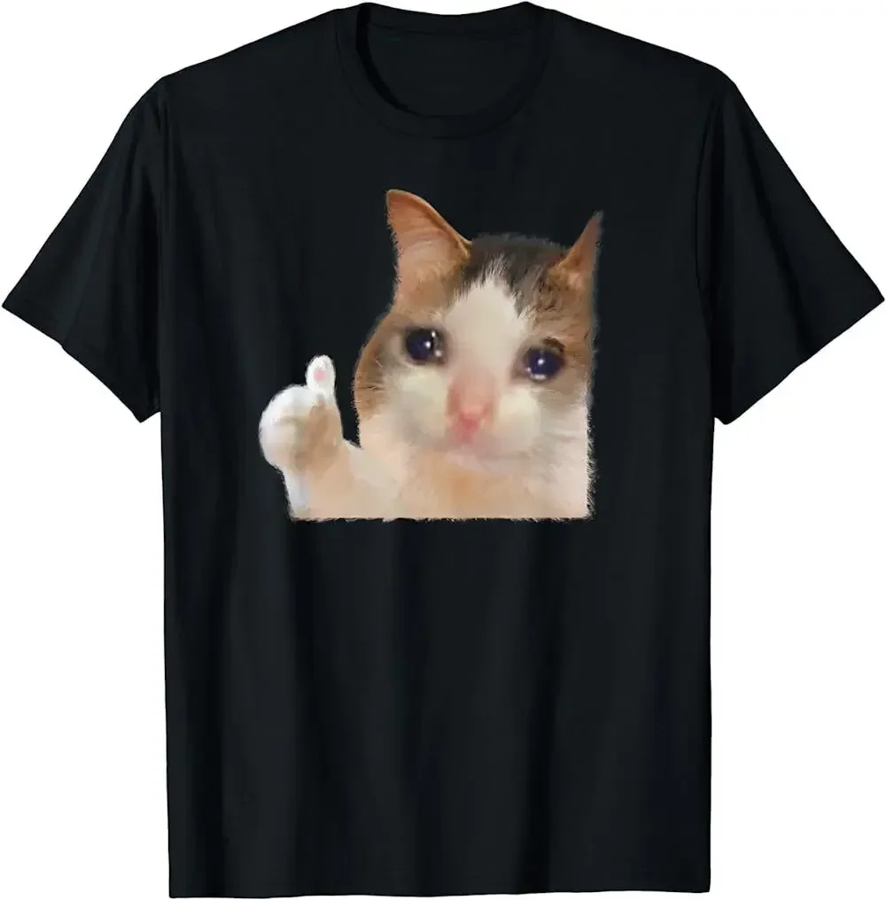 Thumbs Up Crying Cat Meme Cat Crying Thumps Up Memes Sad Cat T-Shirt