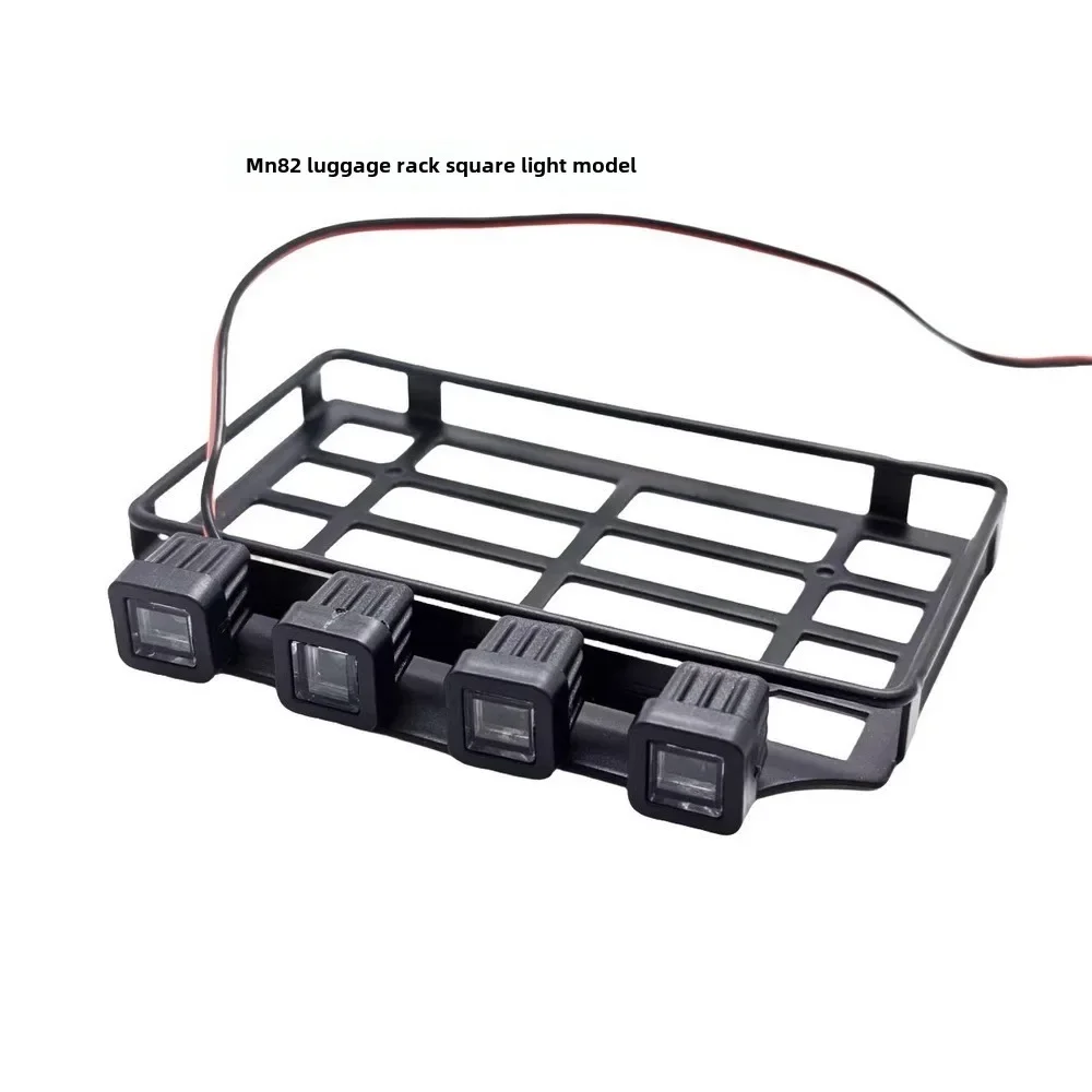 MN82 LC79 Porta-bagagens de metal Rack de teto com luz LED 1/12 RC Car Upgrade Parts Acessórios