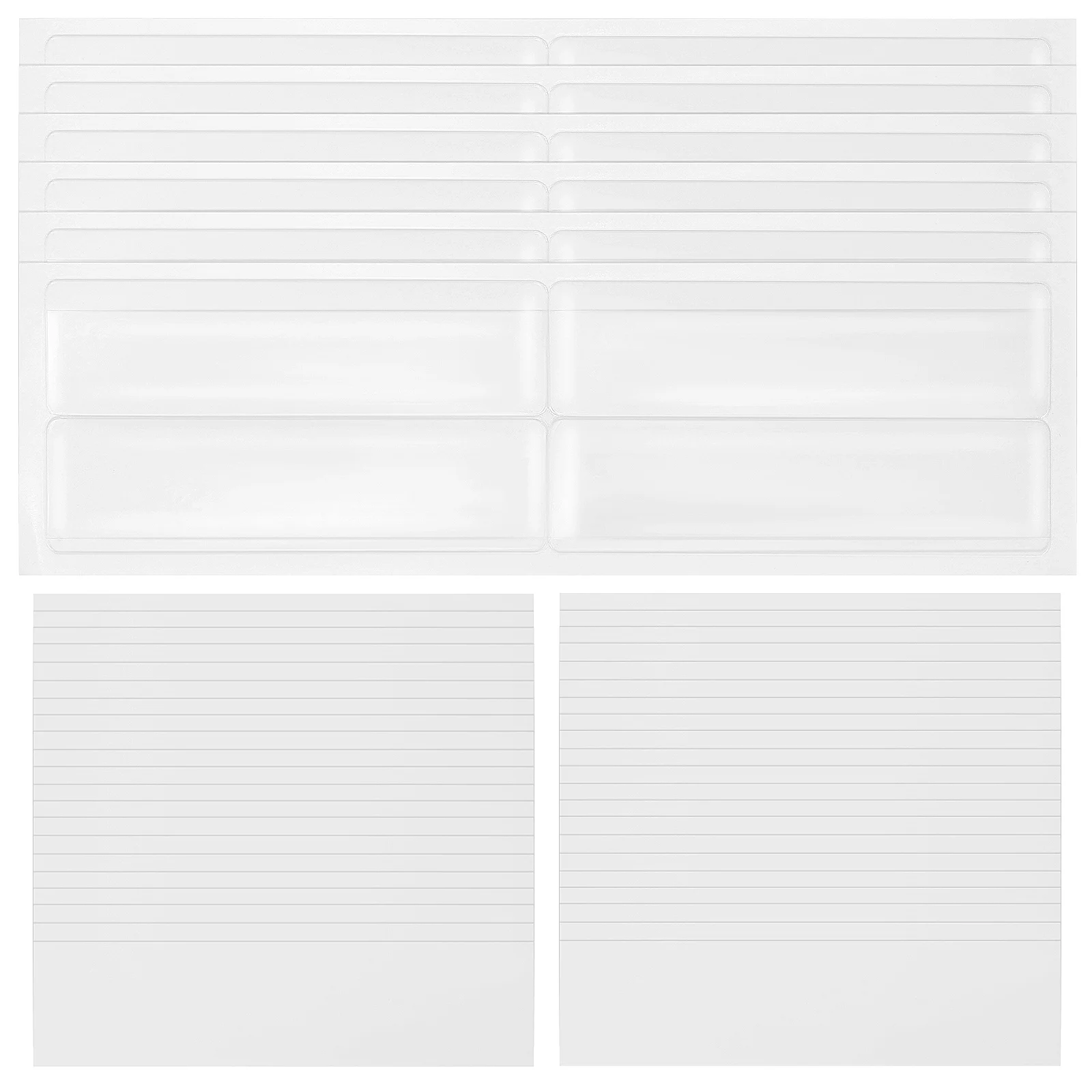 50Pcs Label Holders Transparent Adhesive Pockets for Organizing Drawers Shelves Storage Bins Paper Labels Combination Set
