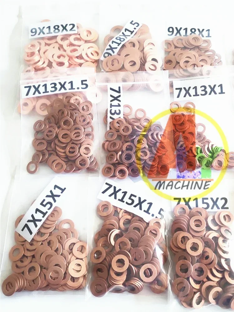 FREE SHIPPING 7x15mm/9x18mm CRIN Diesel Common Rail Injector Copper Seal Washer Gasket Ring Repair Kits