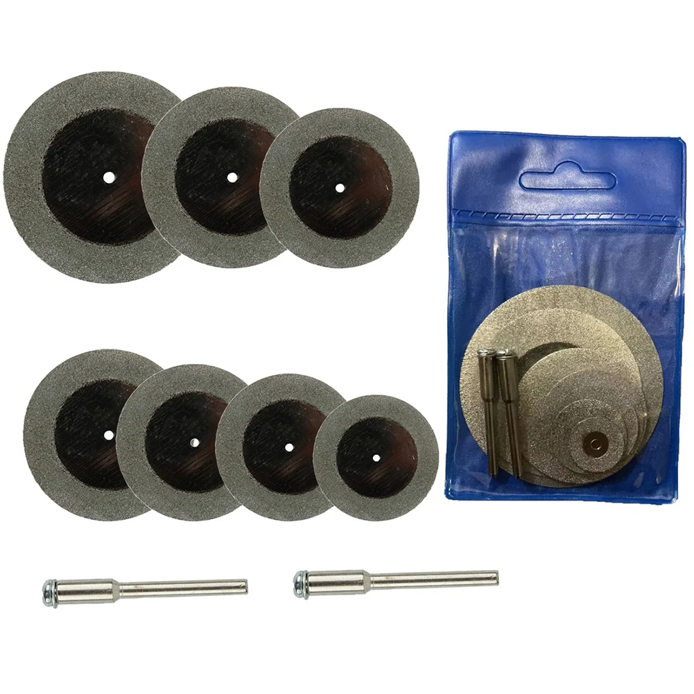 7PCS 16-60mm Diamond Grinding Wheel Cutting Wheel Disc Saw Blade With Mandrel Cutting Disc Power Tool Accessories