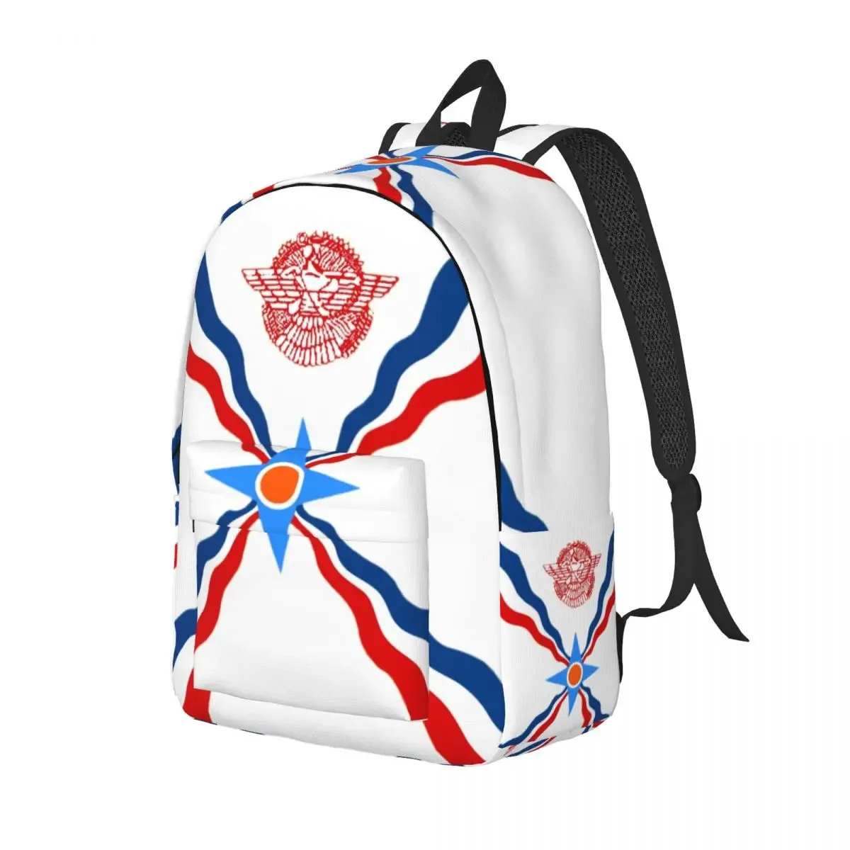 Customized Assyrian Suryoyo Flag Canvas Backpacks Women Men Basic Bookbag for School College Syriac Aram Bags